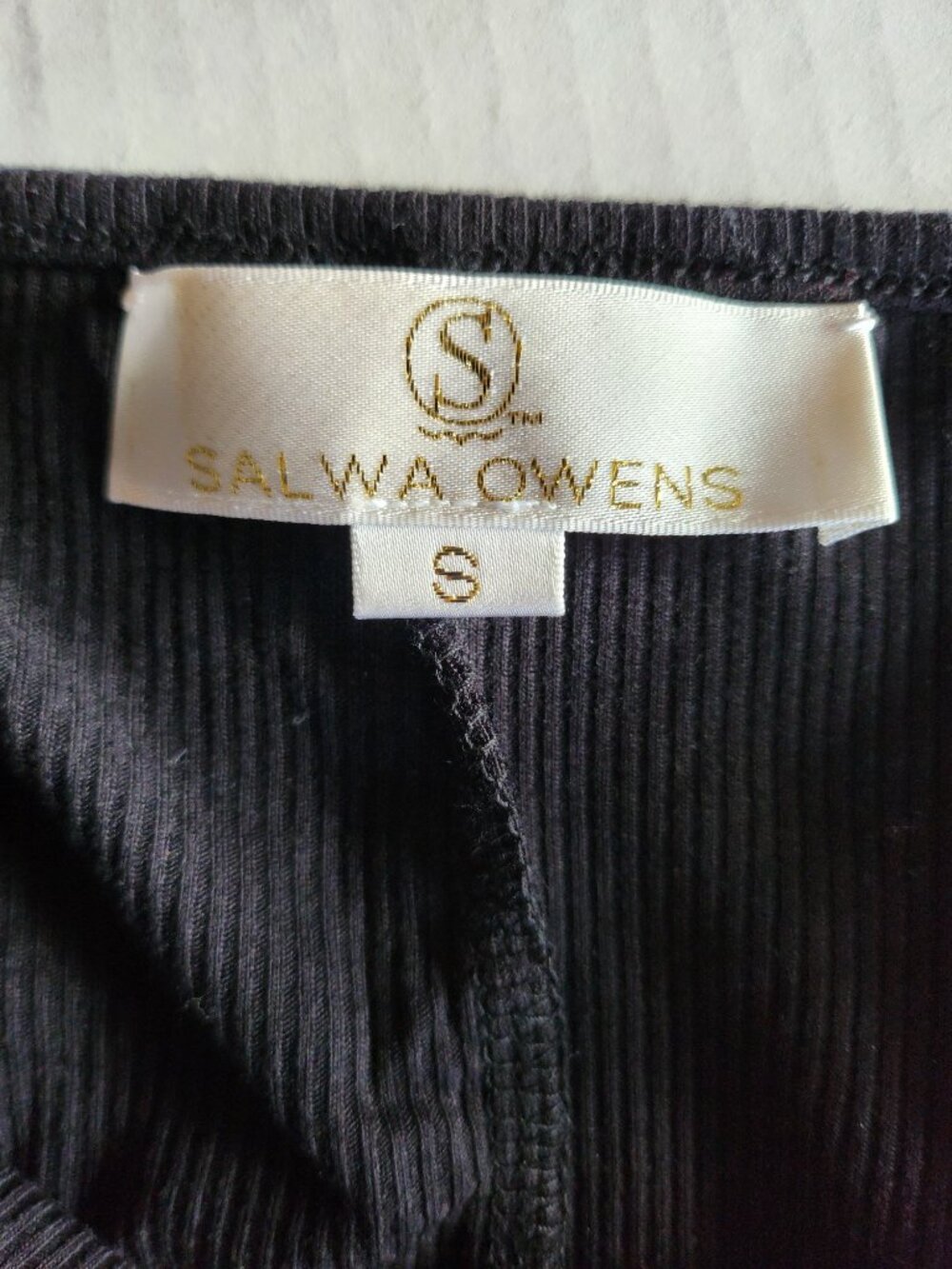 Salwa Owens Black Ribbed Avant-Garde Maxi Dress O-Ring Halter Knit Gown S - Picture 9 of 13